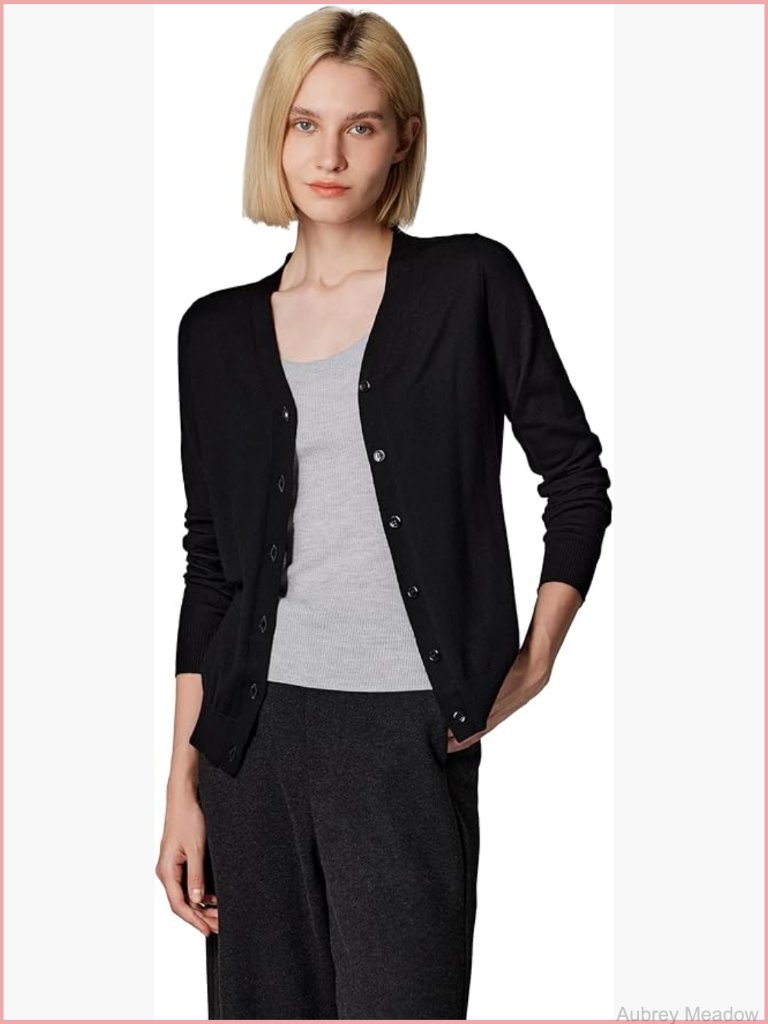 100% Merino Wool V-Neck Cardigan | Ultra Soft Machine-Washable Sweater
